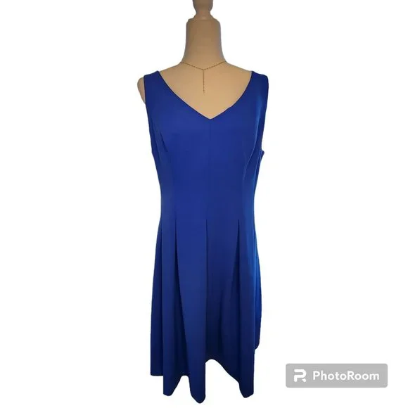 #001. Royal Blue Sleeveless A-Line Midi Dress-Roz&Ali - Picture 5 of 6